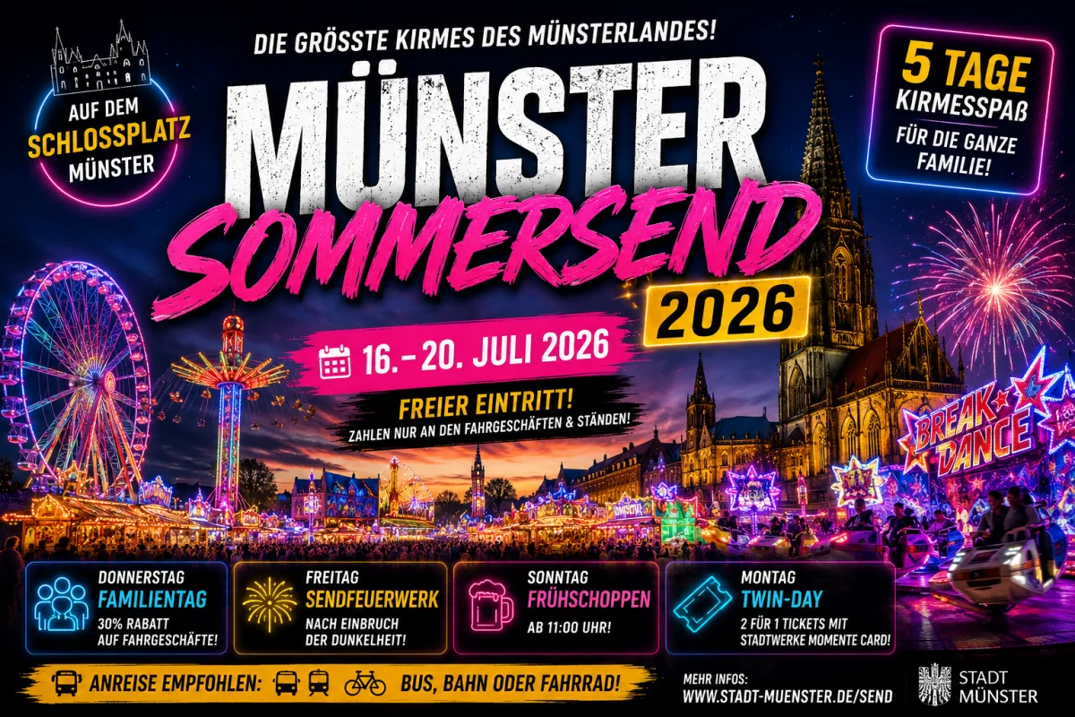 Münster Sommersend 2026: Öffnungszeiten, Familientag, Feuerwerk und Anreise – FunFair Entertainment