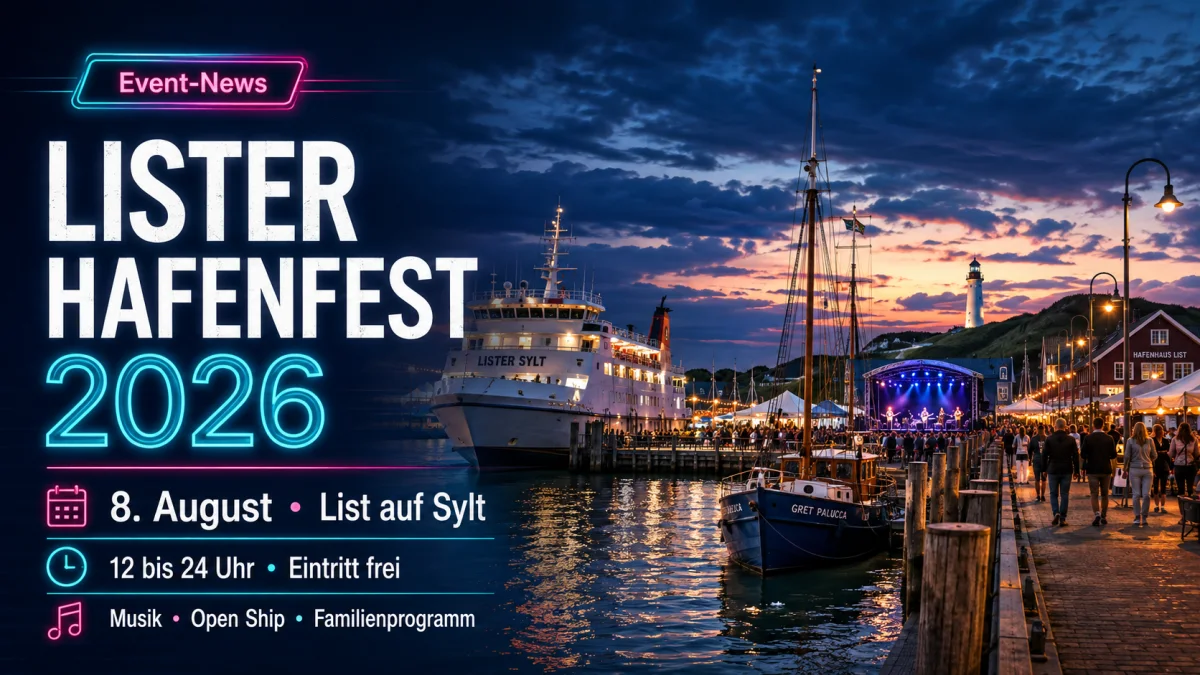 Lister Hafen auf Sylt während eines maritimen Sommerfests mit Bühne und Schiffen