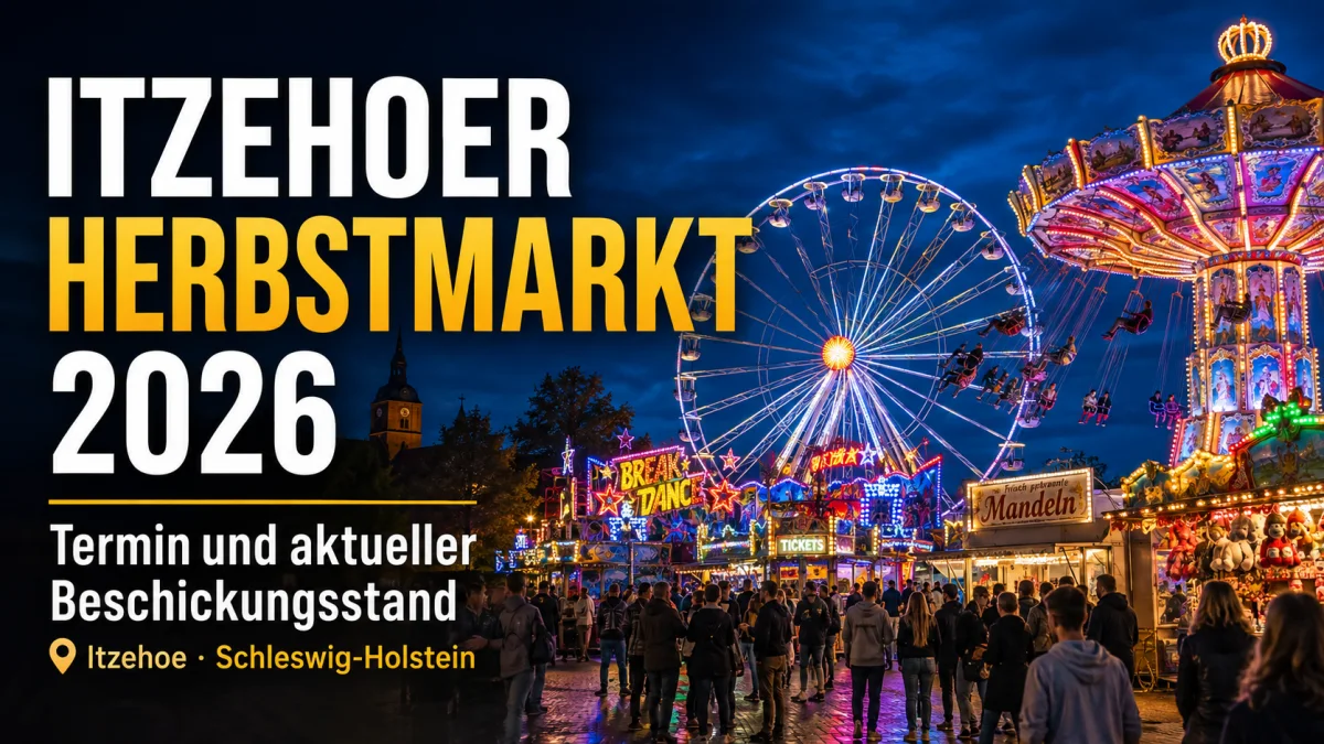 Beleuchtete Fahrgeschäfte auf den Malzmüllerwiesen beim Itzehoer Herbstmarkt