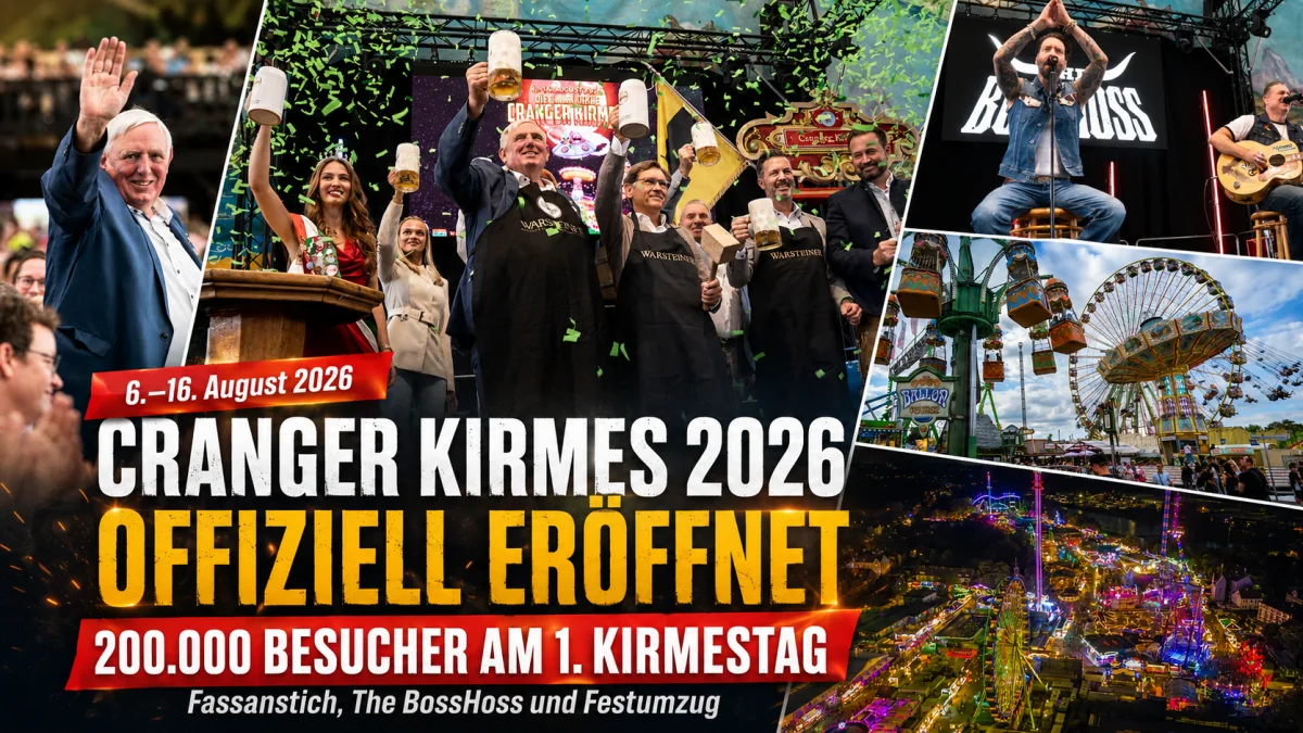 Offizielle Eröffnung der Cranger Kirmes 2026 mit Fassanstich und Konfettiregen
