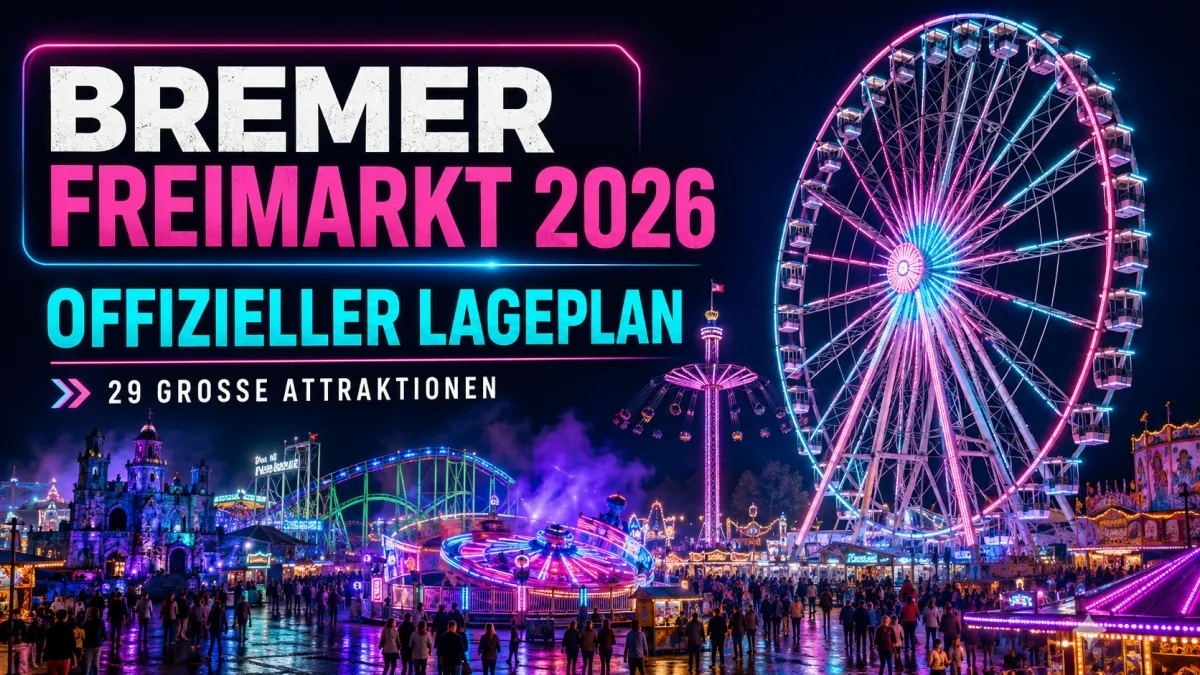 Geplantes News-Motiv zum Bremer Freimarkt 2026 mit Bürgerweide, Riesenrad und beleuchteter Kirmesatmosphäre