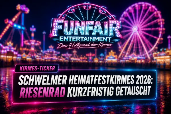Riesenrad auf dem Wilhelmplatz während des Aufbaus zur Schwelmer Heimatfestkirmes 2026