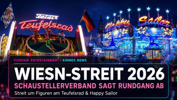 Teufelsrad auf dem Münchner Oktoberfest als Symbolbild zum Streit um umgestaltete Fahrgeschäftsfiguren und den Schaustellerprotest 2026