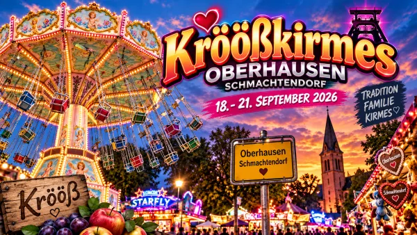 Kröößkirmes Oberhausen 2026 in Schmachtendorf mit traditioneller Kirmesatmosphäre, Fahrgeschäften und Familienflair