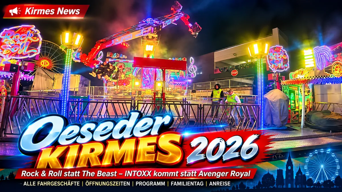 Oeseder Kirmes 2026: Rock & Roll ersetzt The Beast – INTOXX kommt statt Avenger Royal – FunFair Entertainment