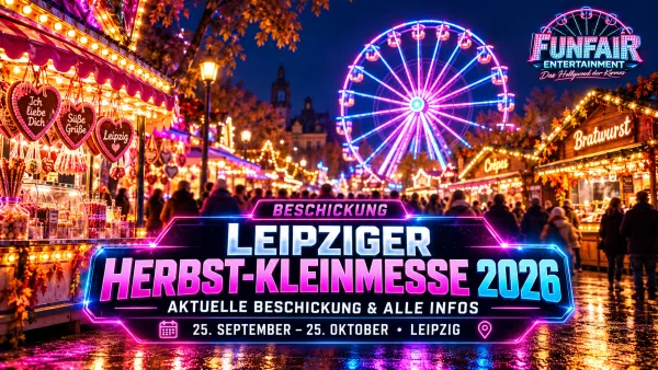 Leipziger Herbst-Kleinmesse 2026 am Cottaweg mit Kirmesbeleuchtung und Riesenrad am Abend