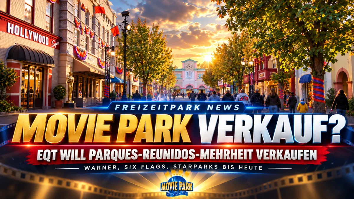 Movie Park Germany in Bottrop mit Hollywood Boulevard und Filmpark-Kulisse als Symbol für einen möglichen Eigentümerwechsel bei Parques Reunidos