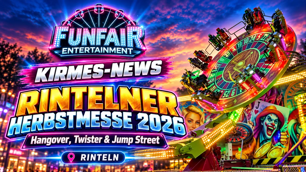 Rintelner Herbstmesse 2026: Abendliche Kirmes in historischer Altstadt mit Marktständen, Besuchern und beleuchteten Attraktionen