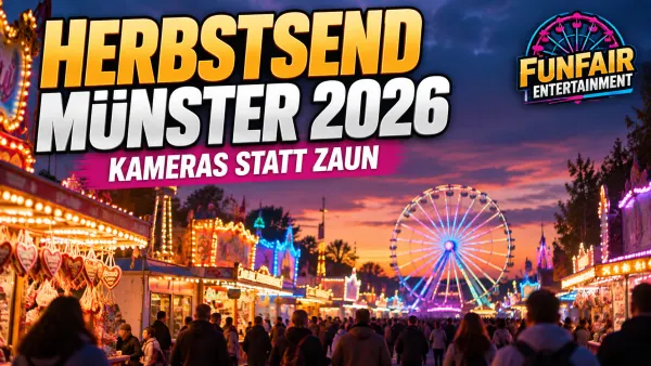Herbstsend Münster 2026 – Schlossplatz als Kirmesstandort, neue Sicherheitsregelung mit Kameraüberwachung und Feuerwerk; Symbolbild sofern kein aktuelles authentisches Foto