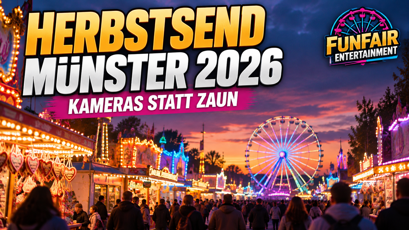 Herbstsend Münster 2026 – Schlossplatz als Kirmesstandort, neue Sicherheitsregelung mit Kameraüberwachung und Feuerwerk; Symbolbild sofern kein aktuelles authentisches Foto