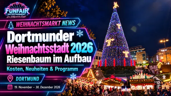 45 Meter hoher Weihnachtsbaum auf dem Hansaplatz bei der Dortmunder Weihnachtsstadt