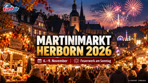 Herborner Martinimarkt 2026 – Fahrgeschäfte und Feuerwerk angekündigt; nur passendes Original- oder eindeutig als KI-generiert markiertes Symbolbild verwenden.