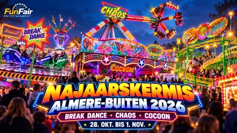 Najaarskermis Almere-Buiten 2026 in den Niederlanden mit gemeldeten Kirmesattraktionen.