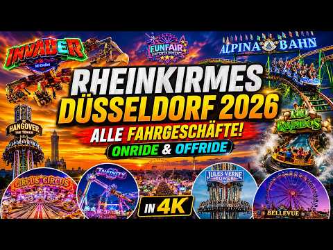 RHEINKIRMES DÜSSELDORF 2026 🎡 Alle Fahrgeschäfte | Onride & Offride in 4K